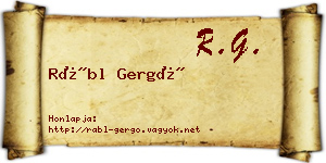 Rábl Gergő névjegykártya